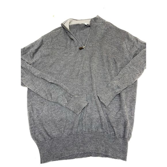 Peter Millar Mens Gray‎ Long Sleeve 1/4 Zip Pullover Sweater Size L A53 - Picture 1 of 7